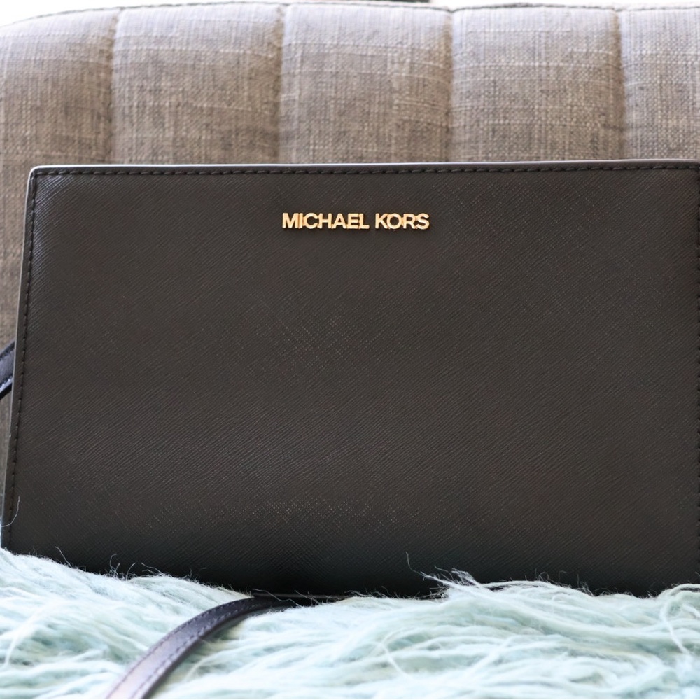 Michael Kore Sheila Small Faux Saffiano Leather Crossbody Bag